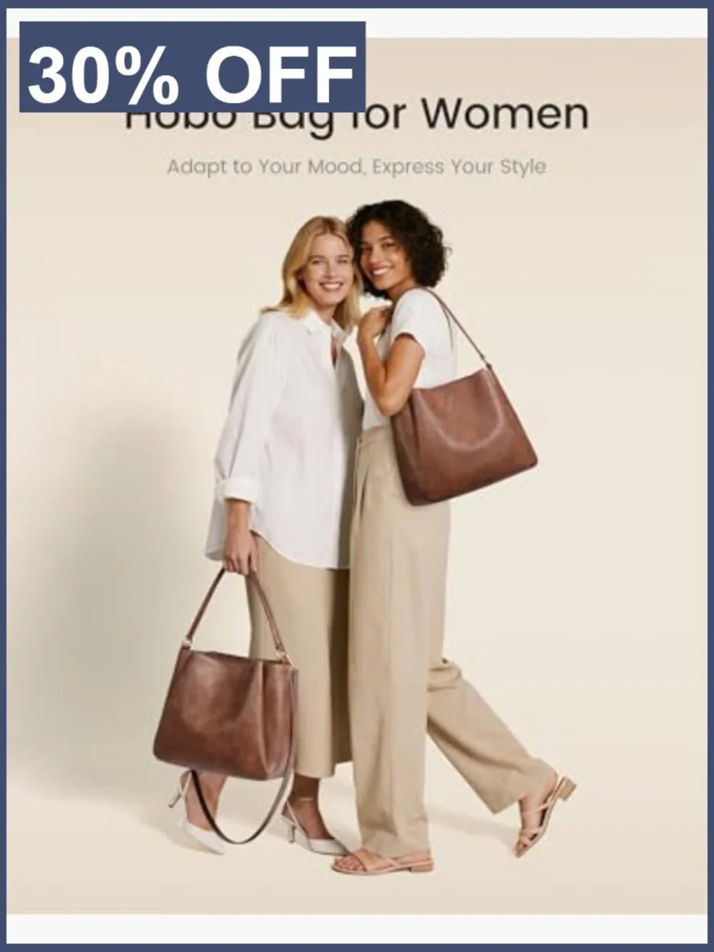 Hobo Bag Women Large 3 Compartments Waterproof Vegan Leather Crossbody Handbag